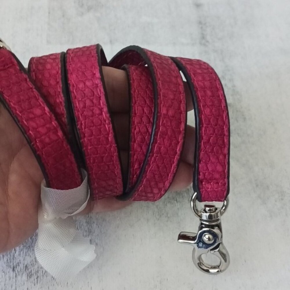 Clip-on Replacement Fuchsia Pink Textured Handbag Shoulder Strap Silver Clips - Picture 4 of 7